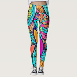 Leggings Art floral abstrait coloré