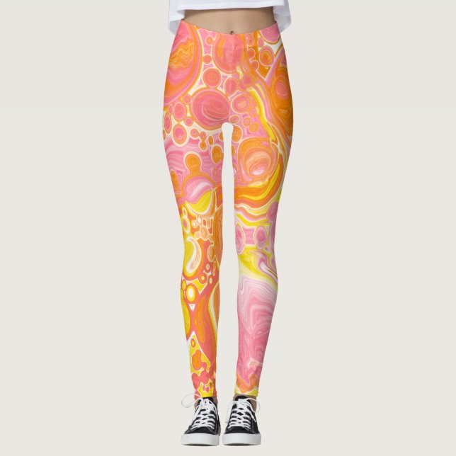 Leggings Art fluide rose et orange (Devant)