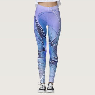 Leggings Art fractal moderne abstrait bleu lavande