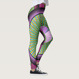 Leggings Art Fractal Moderne Rond Et Coloré