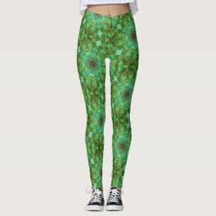 Leggings Art géométrique moderne Peacock Vert