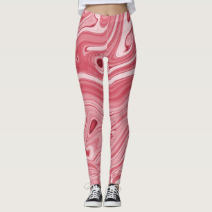 Leggings Art marbré : Elégance Abstraite rouge.