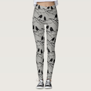 Leggings Art mignon d'oiseau de silhouette noire d'oiseau