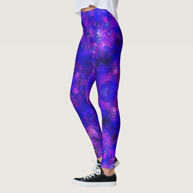 Leggings Art moderne Abstrait Peinture en marbre violet cos (Gauche)
