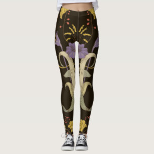 Leggings Art Nouveau Floral : Motif Vintage