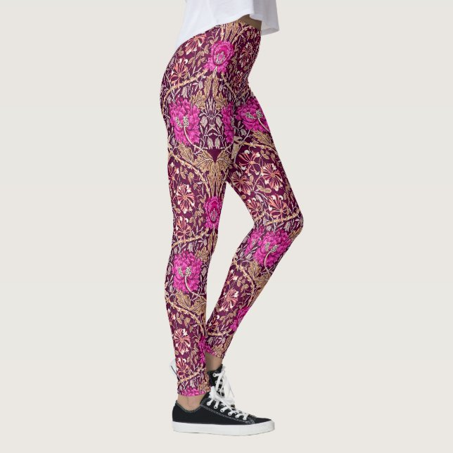 Leggings Art Nouveau floral, prune, beige et Deep Purple (Droite)
