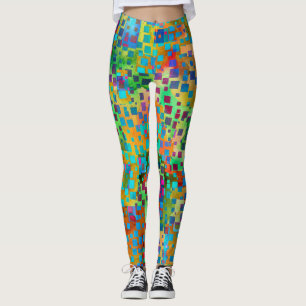 Leggings Art numérique abstrait coloré avec des carrés