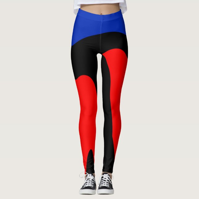 Leggings Art numérique bleu, rouge et noir Leggin (Devant)