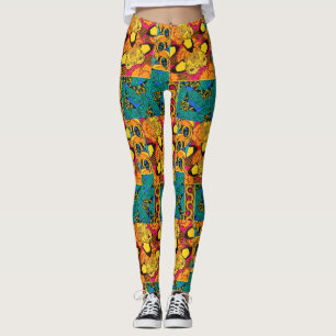 Leggings Art papillon rose et sarcelle maximaliste vibrant