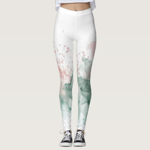 Leggings Art Splash Rose Pâle et Vert Sauge