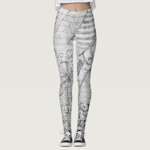 Leggings Art tiré par la main de griffonnage de crayon sur
