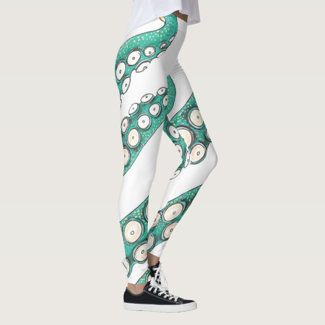 Leggings Art turquoise Kraken Octopus Tentacles Ink (Droite)