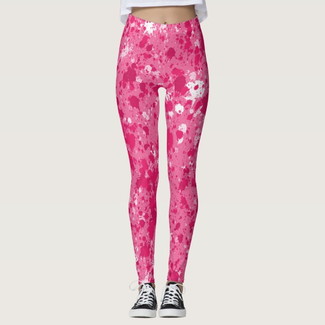 Leggings Artistic Abstrait rose Aquarelle Peinture (Devant)