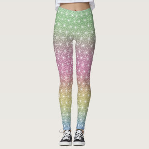Leggings Asanoha japonais traditionnel Pascal pastel Arc-en