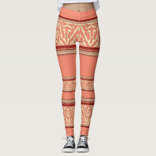 Leggings Asie centrale Motif floral nomade rose