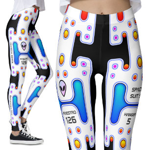 Leggings Astronaute blanc fille spatiale Android Robot