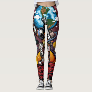 Leggings Atlas Astronaute Tenant la Terre Mars Galaxie Cosm