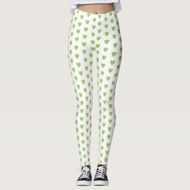 Leggings au coeur vert tendance (Devant)