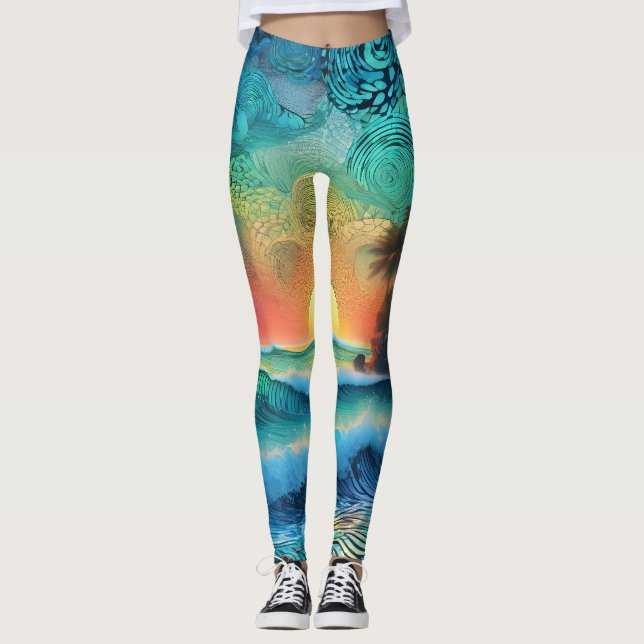 Leggings Au-delà de Blues Seascape (Devant)