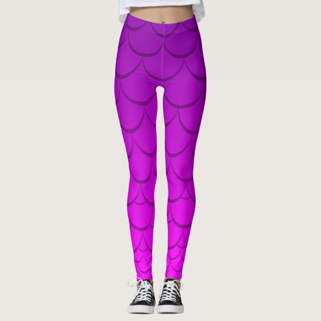Leggings (Audacieux/fanez-vous) échelle pourpre de sirène (Devant)