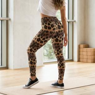 Leggings aus braunem Leopard mit großen Spots