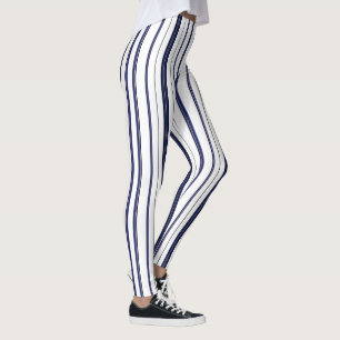 Leggings aus dunkelblau und weiß Streifen