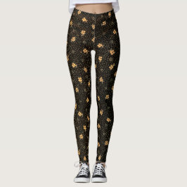 Leggings aus goldschwarzem Gewand