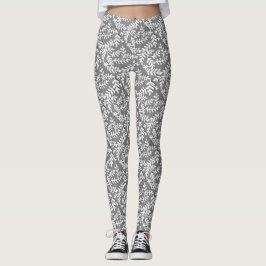 Leggings aus grauem und weißem Leaf