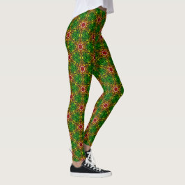Leggings aus grünen und roten Mosaikfliesen