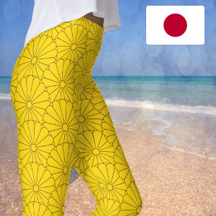 Leggings aus japanischem Siegel mit Blumenmuster /