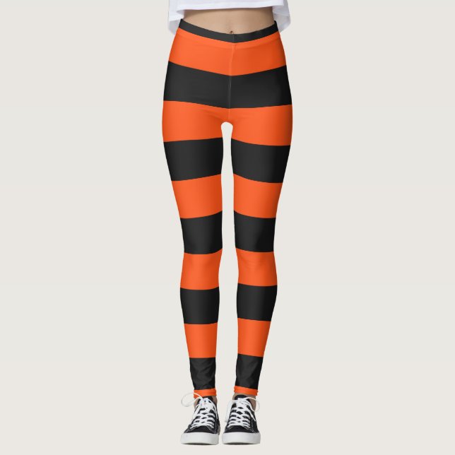 Leggings aus Orange und Dunkelgrauem Halloween (Vorderseite)