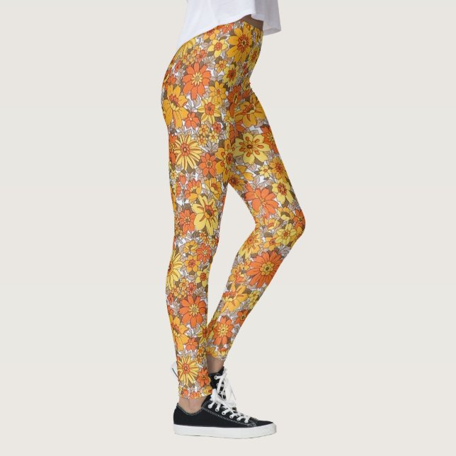 Leggings aus Orangen und Gelben Milchblättern (Rechts)
