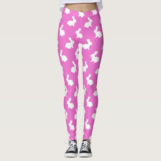 Leggings aus Pink und Weißem Hasen (Vorderseite)