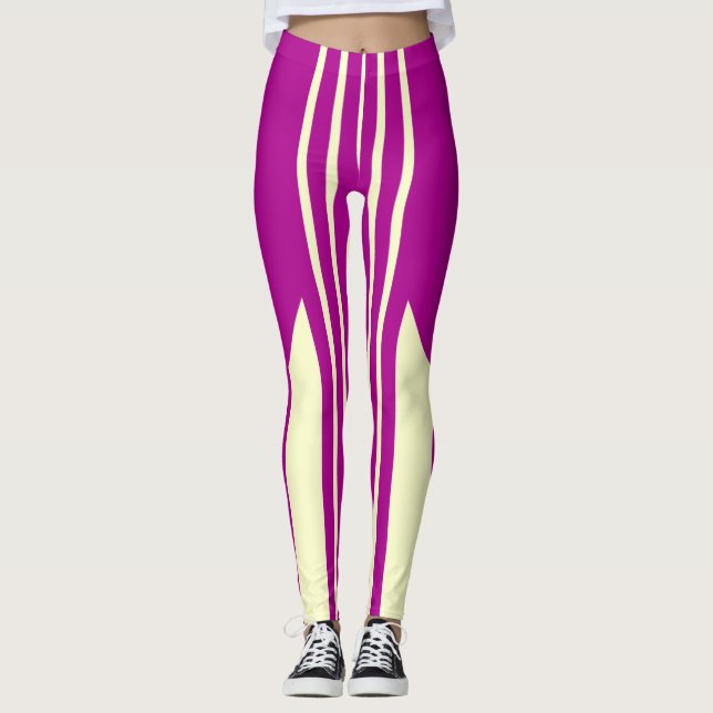 Leggings aus rosa und cremefarbenen Streifen (Vorderseite)