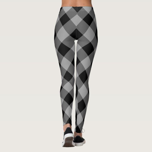 Leggings aus schwarzem und grauem Karo (Rückseite)