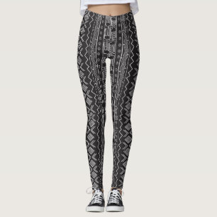 Leggings aus schwarzem und weißem Mudtuch