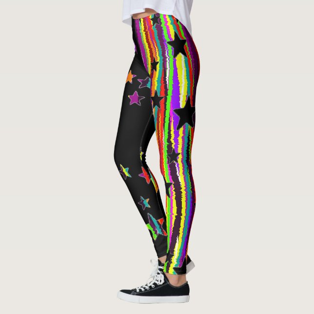 Leggings aus schwarzen und Regenbogenfarben (Links)