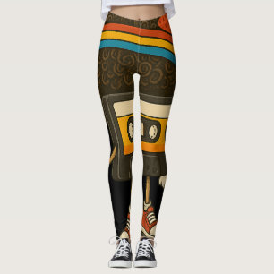 Leggings Autocollant de personnage de cassette afro coloré