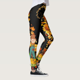 Leggings Automne Scarecrow Feuilles d'automne Plutôt Noir o