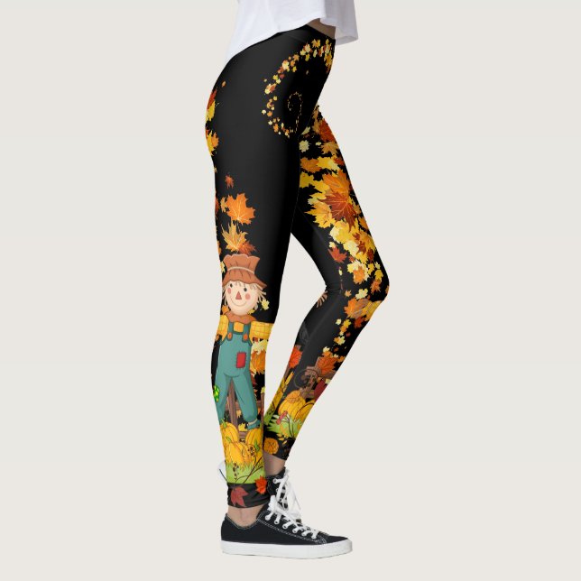 Leggings Automne Scarecrow Feuilles d'automne Plutôt Noir o (Droite)