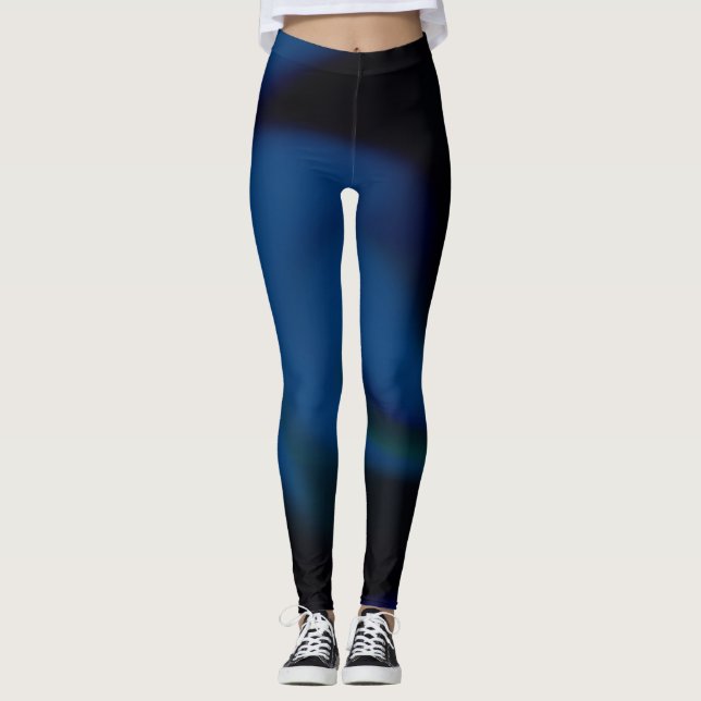 Leggings avec design abstrait bleu et noir (Devant)
