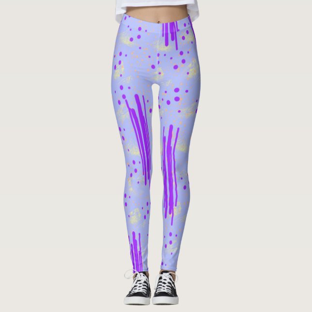 Leggings avec design bleu et violet Abstrait (Devant)