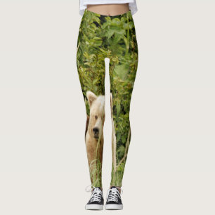 leggings avec deux petits d'ours grizzli plus mama