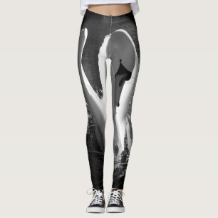 Leggings Avec l'image stylisée noire et blanche de cygne