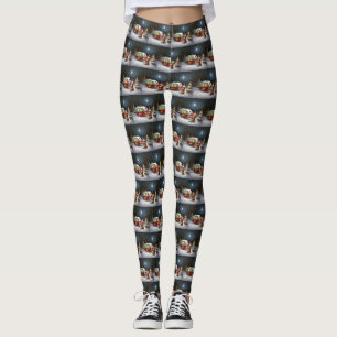 Leggings Aventure de Noël de la caravane du teckel d'hiver