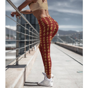 Leggings Avion doré élégant & Globe terrestre, Minimaliste