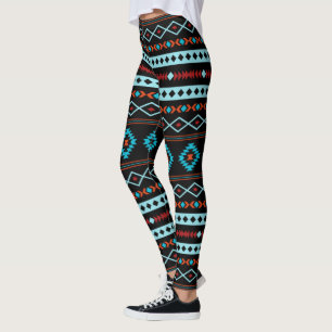 Leggings Aztec Blues Rouges Motifs Mixtes Noirs Motif