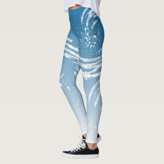 Leggings Azul Degradado Efecto Pincelada Brush y Vetas 