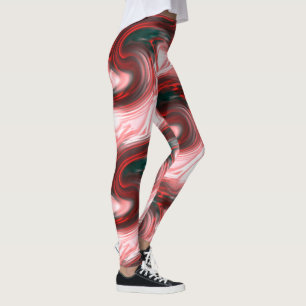 Leggings Bagues de brosse rouge S-courbes et verre rose cré