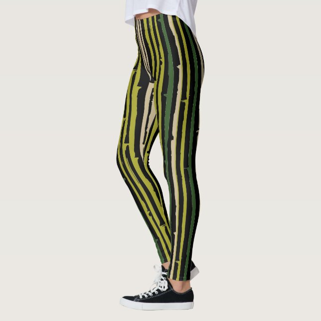 Leggings Baies de bambou vert sur noir (Gauche)